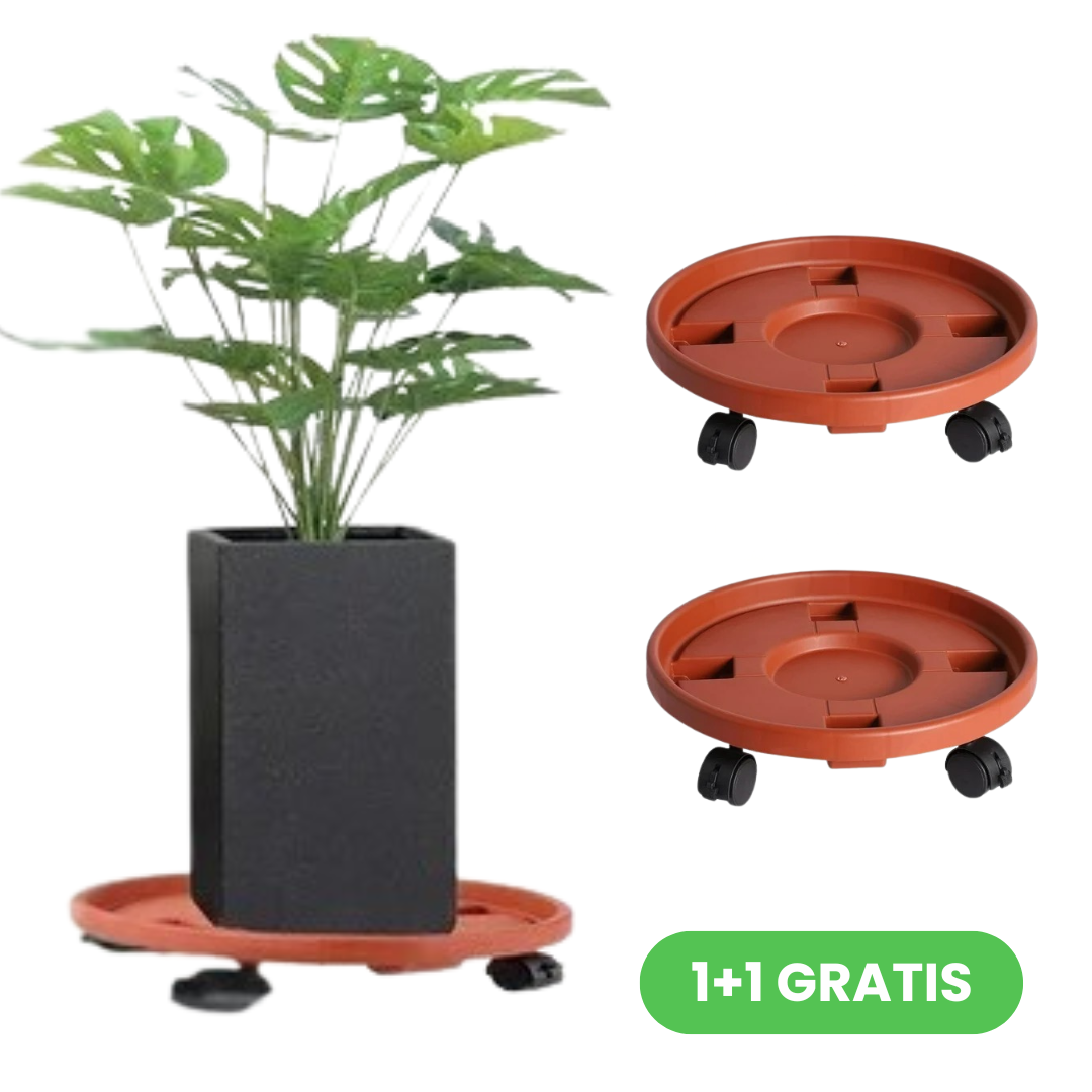 2 Sottovasi Rotanti Con Ruote Bloccabili – Supporto Per Piante Quadrato In Legno 30x30x7,5 Cm – Per Interni/esterni, Porta Fino A 150 Kg